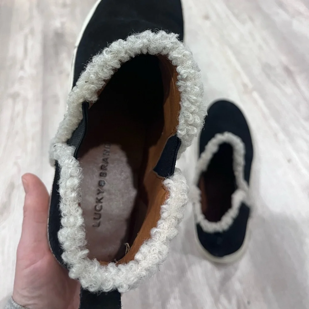 Lucky Brand black suede bootie sneakers  9.5